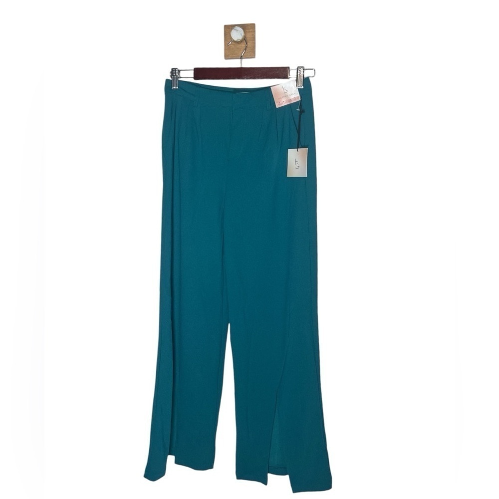 Happily Grey wide leg split hem trousers 0
